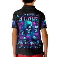 Rose Skull Kid Polo Shirt I'm Never Alone My Demon Are With Me 24/7 - Wonder Print Shop