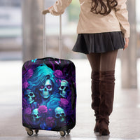 Rose Skull Luggage Cover I'm Never Alone My Demon Are With Me 24/7 - Wonder Print Shop