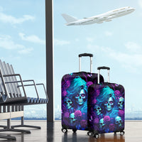 Rose Skull Luggage Cover I'm Never Alone My Demon Are With Me 24/7 - Wonder Print Shop