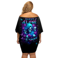 Rose Skull Off Shoulder Short Dress I'm Never Alone My Demon Are With Me 24/7 - Wonder Print Shop