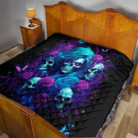 Rose Skull Quilt I'm Never Alone My Demon Are With Me 24/7 - Wonder Print Shop