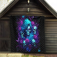 Rose Skull Quilt I'm Never Alone My Demon Are With Me 24/7 - Wonder Print Shop
