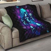 Rose Skull Quilt I'm Never Alone My Demon Are With Me 24/7 - Wonder Print Shop