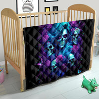 Rose Skull Quilt I'm Never Alone My Demon Are With Me 24/7 - Wonder Print Shop