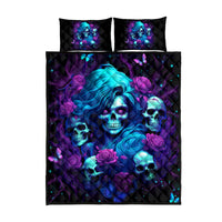 Rose Skull Quilt Bed Set I'm Never Alone My Demon Are With Me 24/7 - Wonder Print Shop