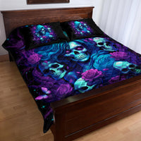 Rose Skull Quilt Bed Set I'm Never Alone My Demon Are With Me 24/7 - Wonder Print Shop