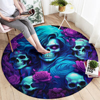 Rose Skull Round Carpet I'm Never Alone My Demon Are With Me 24/7