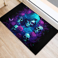 Rose Skull Rubber Doormat I'm Never Alone My Demon Are With Me 24/7 - Wonder Print Shop