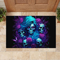 Rose Skull Rubber Doormat I'm Never Alone My Demon Are With Me 24/7 - Wonder Print Shop