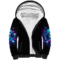 Rose Skull Sherpa Hoodie I'm Never Alone My Demon Are With Me 24/7 - Wonder Print Shop