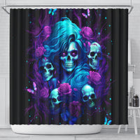 Rose Skull Shower Curtain I'm Never Alone My Demon Are With Me 24/7