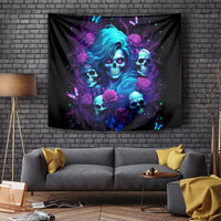 Rose Skull Tapestry I'm Never Alone My Demon Are With Me 24/7 - Wonder Print Shop