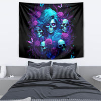 Rose Skull Tapestry I'm Never Alone My Demon Are With Me 24/7 - Wonder Print Shop