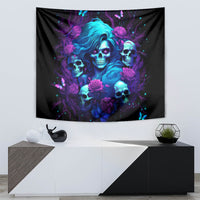 Rose Skull Tapestry I'm Never Alone My Demon Are With Me 24/7 - Wonder Print Shop