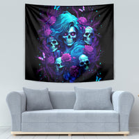 Rose Skull Tapestry I'm Never Alone My Demon Are With Me 24/7 - Wonder Print Shop