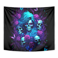 Rose Skull Tapestry I'm Never Alone My Demon Are With Me 24/7 - Wonder Print Shop