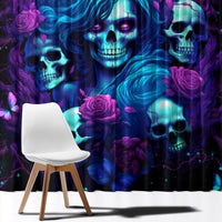 Rose Skull Window Curtain I'm Never Alone My Demon Are With Me 24/7 - Wonder Print Shop
