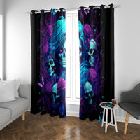 Rose Skull Window Curtain I'm Never Alone My Demon Are With Me 24/7 - Wonder Print Shop