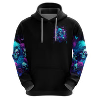 Rose Skull Zip Hoodie I'm Never Alone My Demon Are With Me 24/7 - Wonder Print Shop