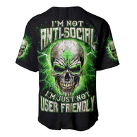 Thunder Skull Baseball Jersey I'm Not Anti-Social I Must Not User Friendly - Wonder Print Shop