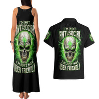 Thunder Skull Couples Matching Tank Maxi Dress and Hawaiian Shirt I'm Not Anti-Social I Must Not User Friendly - Wonder Print Shop