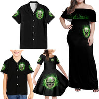 Thunder Skull Family Matching Off Shoulder Maxi Dress and Hawaiian Shirt I'm Not Anti-Social I Must Not User Friendly - Wonder Print Shop