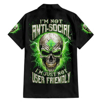 Thunder Skull Family Matching Off Shoulder Short Dress and Hawaiian Shirt I'm Not Anti-Social I Must Not User Friendly - Wonder Print Shop