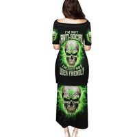 Thunder Skull Family Matching Puletasi and Hawaiian Shirt I'm Not Anti-Social I Must Not User Friendly - Wonder Print Shop