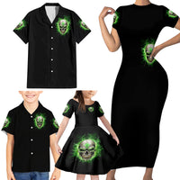 Thunder Skull Family Matching Short Sleeve Bodycon Dress and Hawaiian Shirt I'm Not Anti-Social I Must Not User Friendly - Wonder Print Shop