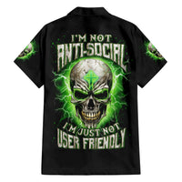 Thunder Skull Family Matching Short Sleeve Bodycon Dress and Hawaiian Shirt I'm Not Anti-Social I Must Not User Friendly - Wonder Print Shop