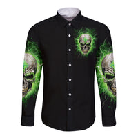 Thunder Skull Long Sleeve Button Shirt I'm Not Anti-Social I Must Not User Friendly - Wonder Print Shop