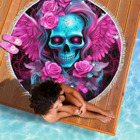 Skull Lady Beach Blanket In My Next Life I Want To Be The Karma Fairy - Wonder Print Shop