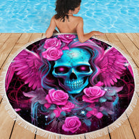 Skull Lady Beach Blanket In My Next Life I Want To Be The Karma Fairy - Wonder Print Shop