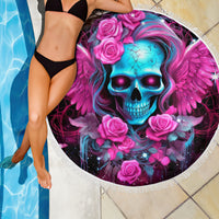 Skull Lady Beach Blanket In My Next Life I Want To Be The Karma Fairy - Wonder Print Shop