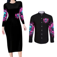 Skull Lady Couples Matching Long Sleeve Bodycon Dress and Long Sleeve Button Shirt In My Next Life I Want To Be The Karma Fairy - Wonder Print Shop