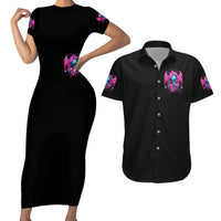 Skull Lady Couples Matching Short Sleeve Bodycon Dress and Hawaiian Shirt In My Next Life I Want To Be The Karma Fairy - Wonder Print Shop