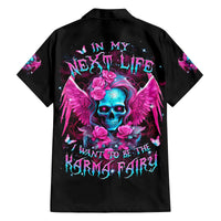 Skull Lady Family Matching Off Shoulder Long Sleeve Dress and Hawaiian Shirt In My Next Life I Want To Be The Karma Fairy - Wonder Print Shop