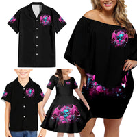 Skull Lady Family Matching Off Shoulder Short Dress and Hawaiian Shirt In My Next Life I Want To Be The Karma Fairy - Wonder Print Shop