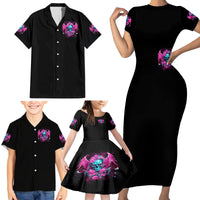 Skull Lady Family Matching Short Sleeve Bodycon Dress and Hawaiian Shirt In My Next Life I Want To Be The Karma Fairy - Wonder Print Shop
