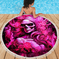 Skull Lady Beach Blanket Look Hot Be Cold - Wonder Print Shop