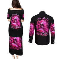 Skull Lady Couples Matching Puletasi and Long Sleeve Button Shirt Look Hot Be Cold - Wonder Print Shop