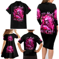 Skull Lady Family Matching Long Sleeve Bodycon Dress and Hawaiian Shirt Look Hot Be Cold - Wonder Print Shop