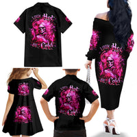 Skull Lady Family Matching Off Shoulder Long Sleeve Dress and Hawaiian Shirt Look Hot Be Cold - Wonder Print Shop