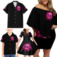 Skull Lady Family Matching Off Shoulder Short Dress and Hawaiian Shirt Look Hot Be Cold - Wonder Print Shop