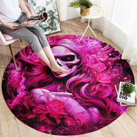 Skull Lady Round Carpet Look Hot Be Cold