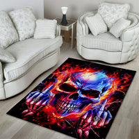 Flame Skull Area Rug My Give A Fuck Is Broken But My Go Fuck Yourself Is Fully Functional - Wonder Print Shop
