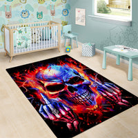 Flame Skull Area Rug My Give A Fuck Is Broken But My Go Fuck Yourself Is Fully Functional - Wonder Print Shop