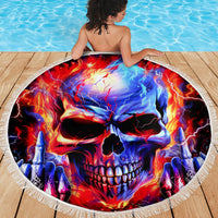 Flame Skull Beach Blanket My Give A Fuck Is Broken But My Go Fuck Yourself Is Fully Functional - Wonder Print Shop