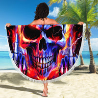 Flame Skull Beach Blanket My Give A Fuck Is Broken But My Go Fuck Yourself Is Fully Functional - Wonder Print Shop