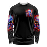 Flame Skull Long Sleeve Shirt My Give A Fuck Is Broken But My Go Fuck Yourself Is Fully Functional - Wonder Print Shop
